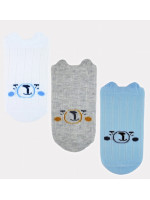 Dojčenské ponožky, 3 páry - Noviti - Medvedík, biela/modrá/sivá, veľ. 6-12 m
