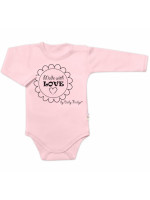 Body dlhý rukáv Baby Nellys, Made with love, ružové, veľ. 74