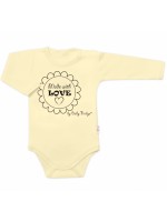 Body dlhý rukáv Baby Nellys, Made with love, žlté, veľ. 80