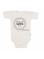 Body krátky rukáv Baby Nellys, Made with love, béžové, veľ. 80