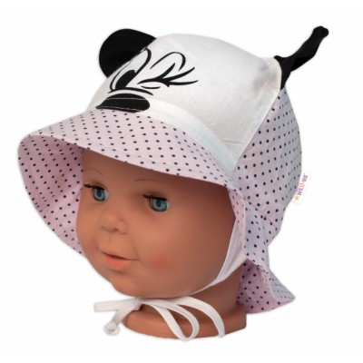 Letný klobúčik Baby Nellys Minnie na zaväzovanie, ružový