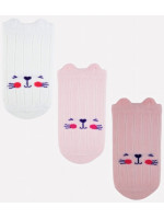 Dojčenské ponožky, 3 páry - Noviti - Mačička, biela/ružová/losos, veľ. 12-18 m