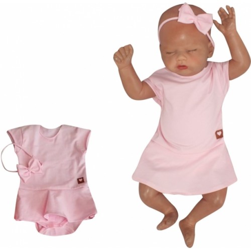 Sukničkobody krátky rukáv + čelenka, 2D sada Srdiečko, Z&Z, ružová, veľ. 62