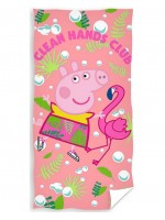 Detská froté osuška 70x140cm Prasiatko Pepa a Plameniak, Carbotex, ružová