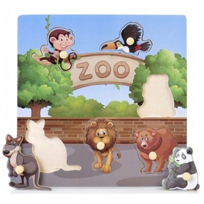 Drevené zábavné, vkladacie puzzle Tulimi - Zoo - 6 dielikov