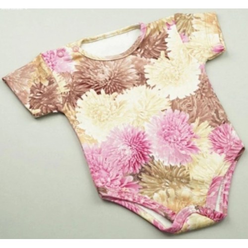 Body kr. rukáv Astry, bavlna, zapínanie pri krku, Mrofi, ružová/ecru, veľ. 68