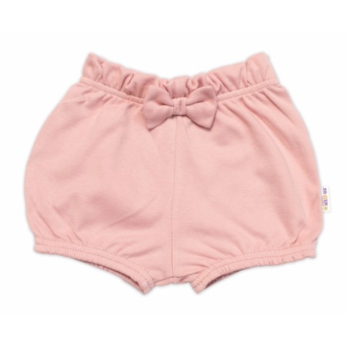 Kraťasky s mašličkou Baby Nellys, bavlna, púdrové, veľ. 98