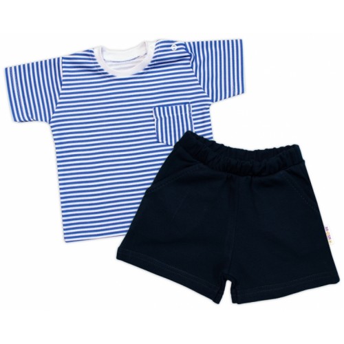 Polo tričko, krátky rukáv + kraťasky, 2D, Baby Nellys, bavlna, prúžok/granát