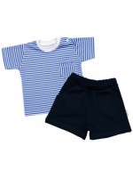 Tričko s vreckom, kr. rukáv + kraťasky, 2D, Baby Nellys, bavlna, prúžok/granát, veľ. 98