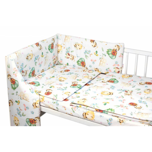 Mantinel s obliečkami Premium, 3D sada, Včielky a Lienky - biela, 120x90cm