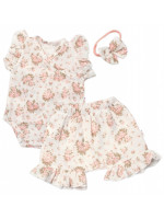 Zavinovacie body, kraťasky + čelenka, mušelín, Pivonky, Baby Nellys, smotanové, veľ. 86