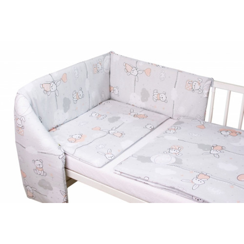 Mantinel s obliečkami Premium, 3D sada, Good night Animals, sivé, 135x100 cm