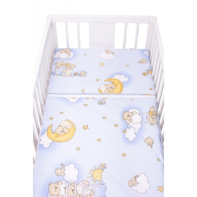 Obliečky do postieľky bavlna Premium Baby Nellys, Medvedík na rebríku, modré, 135x100 cm