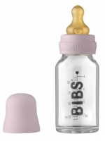 Sklenená antikoliková fľaštička BIBS - 110 ml s kaučukovým cumlíkom veľ. S, lila