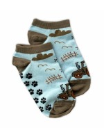Detské ponožky s ABS Traktor, veľ. 27/30 - modrý