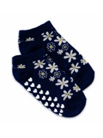 Detské ponožky s ABS Kvetinky, veľ. 23/26 - tm. modré