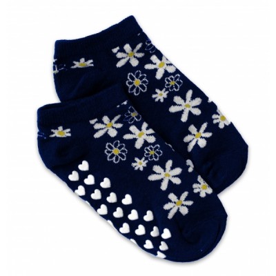 Detské ponožky s ABS Kvetinky, veľ. 27/30 - tm. modré