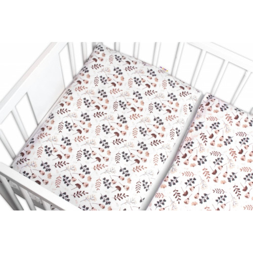 Povlečení do postýlky, 2D sada flanel - Louka, Baby Nellys, béžová/bílá