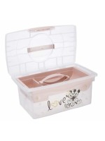 Prenosný box s organizérom Minnie Mouse, transparentná/púdrová ružová