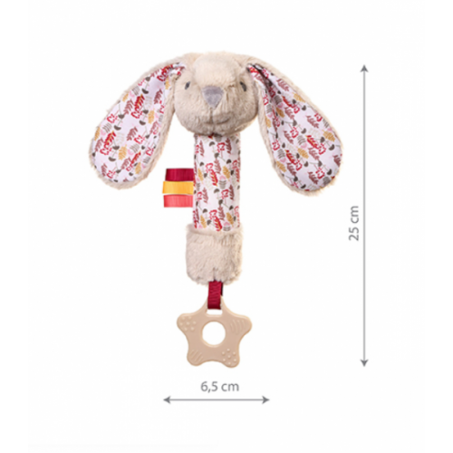Plyšová hračka s pískatkom a hryzátkom RABBIT MILLY BabyOno, krémový