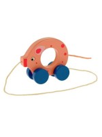 Edukačná drevená ťahacia hračka Prasiatko Trefl, ružové