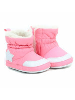 Zimné dojčenské capačky/topánočky s kožúškomb Star - ružové