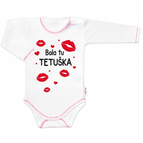 Body dlhý rukáv s vtipným textom Baby Nellys, Bola tu TETUŠKA, veľ. 80