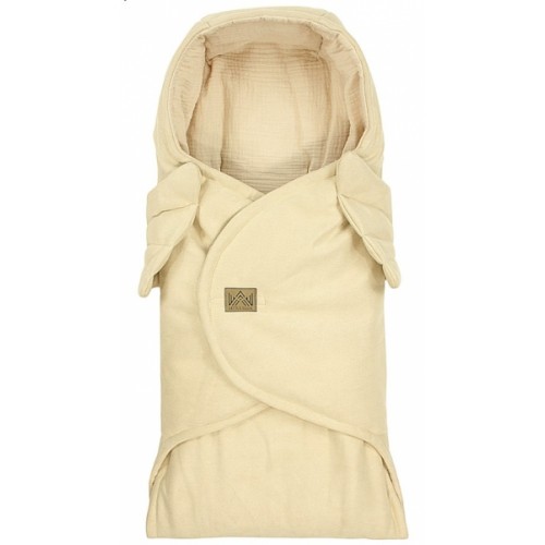 Zavinovacia deka s kapucňou Little Elite, 100 x 115 cm, Anjelské krídla - bežová