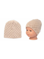 Ažúrková čiapka, dvojvrstvová, bavlna, Baby Nellys - cappuccino, veľ. 48-52 cm