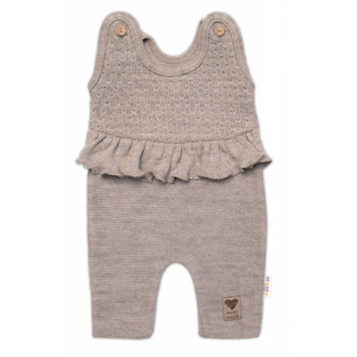 Pletené láclové nohavice Girl s volánikom, Baby Nellys, béžové