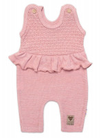 Pletené láclové nohavice Girl s volánikom, Baby Nellys, púdrovo ružové, veľ. 74