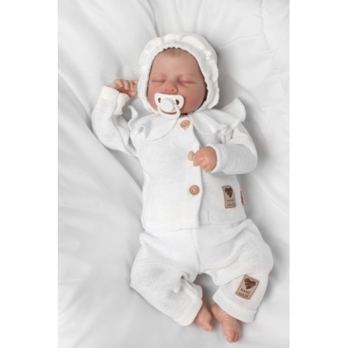 Pletené nohavice Hand Made Girl, Baby Nellys, biele, veľ. 62