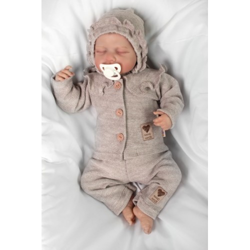 Pletené nohavice Hand Made Girl, Baby Nellys, béžové, veľ. 68