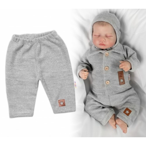 Pletené nohavice Hand Made Boy, Baby Nellys, sivé, veľ. 62