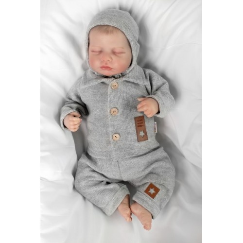 Pletené nohavice Hand Made Boy, Baby Nellys, sivé, veľ. 74