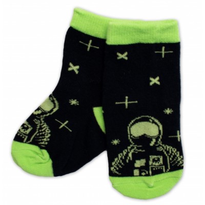 Detské bavlnené ponožky Kozmonaut - čierne