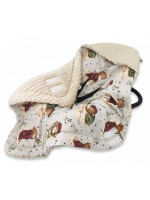 Oteplená zavin. deka s kapucňou minky + bavlna, 90 x 90 cm, Teddy and Moon - béžová
