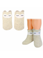 Dievčenské bavlnené ponožky Smajlík 3D - capuccino, veľ. 68/80 - 1 pár