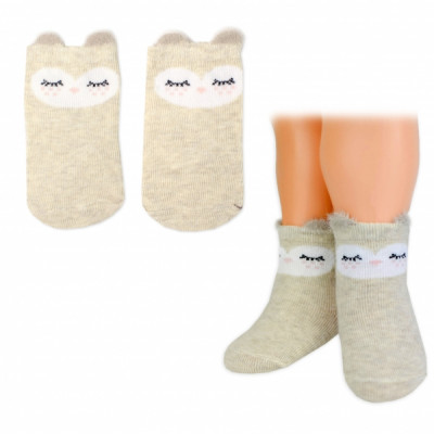 Dievčenské bavlnené ponožky Smajlík 3D - capuccino, veľ. 80/86