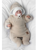 Zimná pletená kombinéza/overálok s kapucňou Baby Nellys - capuccino