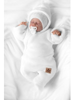 Zimná pletená kombinéza/overálok s kapucňou Baby Nellys - bílá, veľ. 62