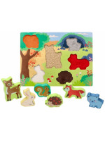 Drevené zábavné vkladacie puzzle Adam Toys, lesné zvieratká 3D