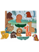 Drevené zábavné vkladacie puzzle Adam Toys, Safari 3D