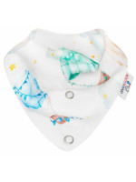 Šatka s hryzátkom, Balóny - biela s potlačou