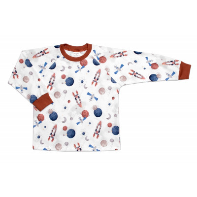 Detské pyžamo 2D sada, tričko + nohavice, Cosmos, Mrofi, hnedá/biela