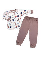 Detské pyžamo 2D sada, tričko + nohavice, Cosmos, Mrofi, béžová/biela, veľ. 110