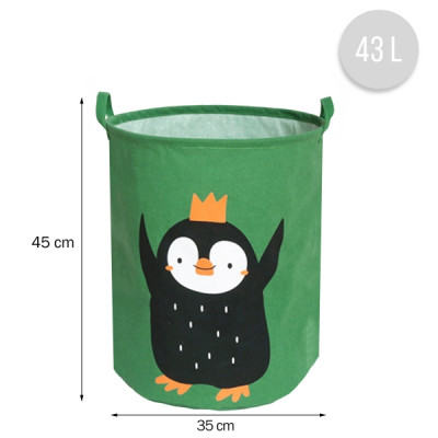 Kôš na hračky, bavlna, Penguin - zelený, 43 L
