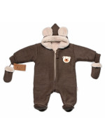 Oteplená pletená kombinéza s rukavičkami Teddy Bear, Baby Nellys, hnedá, veĺ. 68