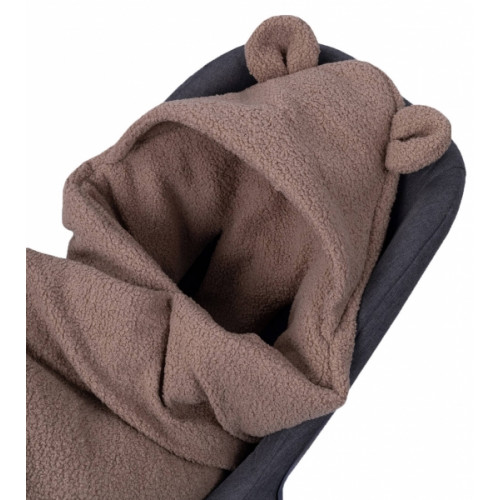 Oteplený fusák, deka s kapucňou do autosedačky Baránok, Baby Nellys - hnedý