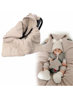 Oteplený fusák, deka s kapucňou do autosedačky Baránok, Baby Nellys - béžový